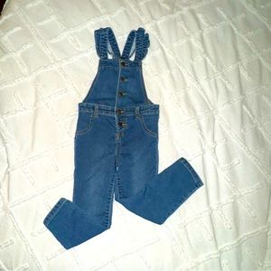 Adorable stretchy denim overall romper!